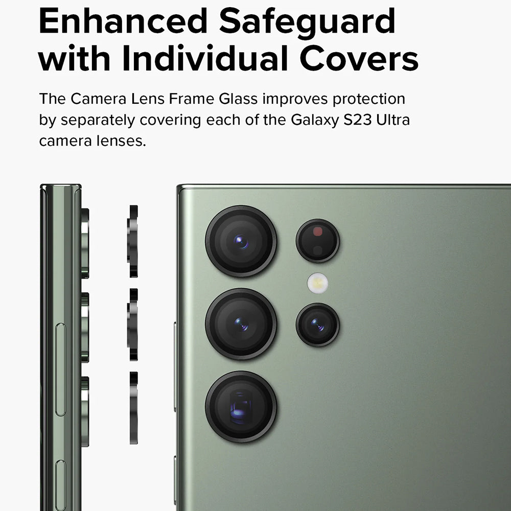 Folie de protectie Camera Spate Ringke pentru Samsung Galaxy S23 Ultra S918, Sticla Securizata, Neagra