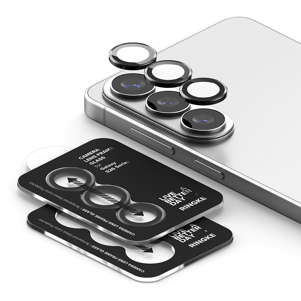 Folie de protectie Camera Spate Ringke pentru Samsung Galaxy S26 Plus / S26, Sticla Securizata, Set 2 bucati, Neagra