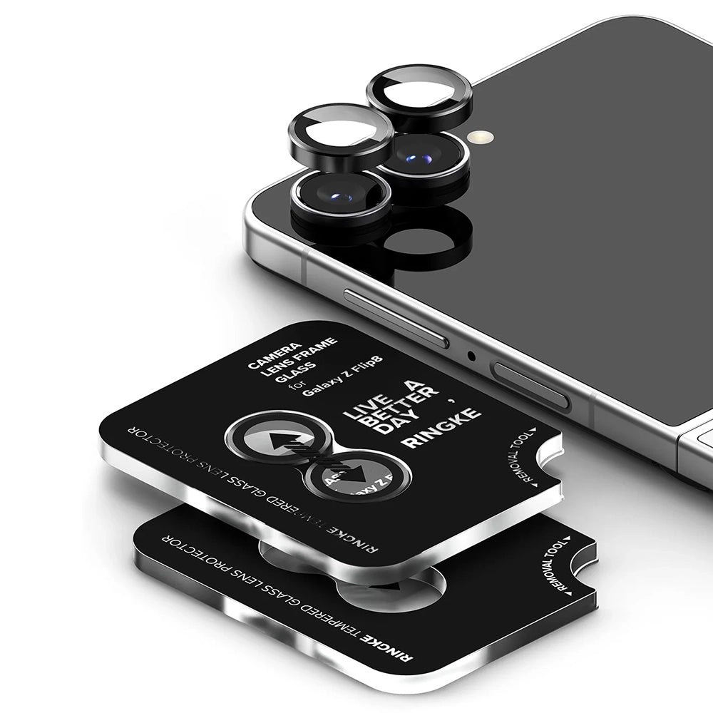 Folie de protectie Camera Spate Ringke pentru Samsung Galaxy Z Flip8 F776, Sticla Securizata, Set 2 bucati, Neagra