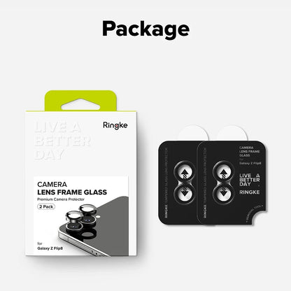 Folie de protectie Camera Spate Ringke pentru Samsung Galaxy Z Flip8 F776, Sticla Securizata, Set 2 bucati, Neagra