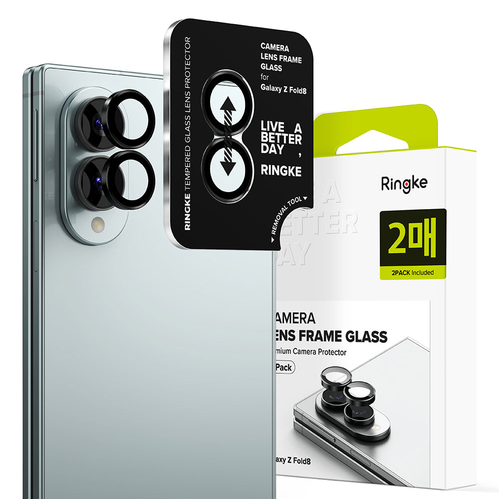 Folie de protectie Camera Spate Ringke pentru Samsung Galaxy Z Fold8 F971, Sticla Securizata, Set 2 bucati, Neagra