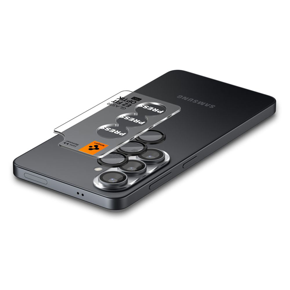 Folie de protectie Camera Spate Spigen GlastR EZ FIT Optik Pro HD pentru Samsung Galaxy S26 S942, Sticla Securizata, Set 2 bucati, Neagra AGL11099