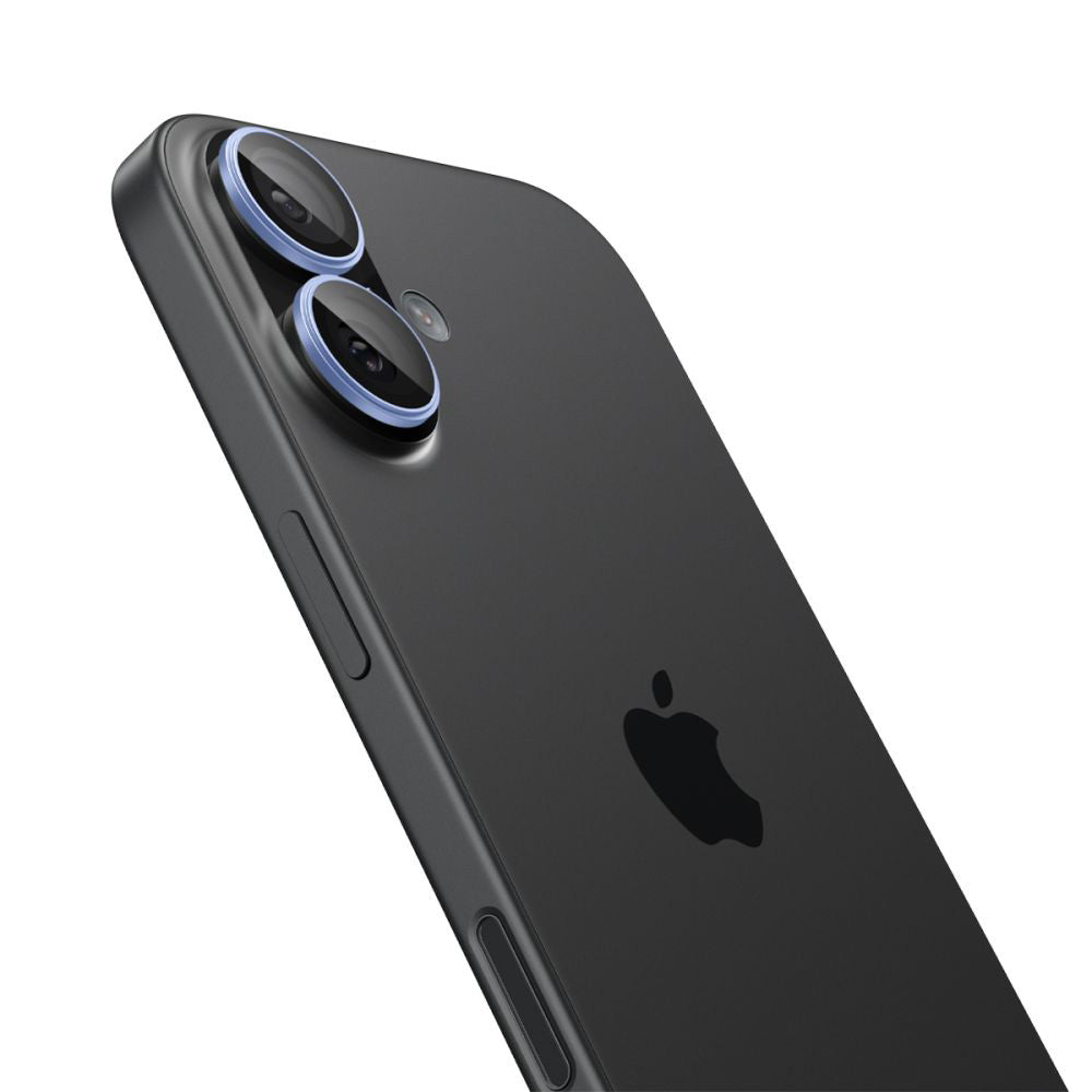 Folie de protectie Camera Spate Spigen GlastR EZ FIT Optik Pro pentru Apple iPhone 17 / 16 Plus / 16, Sticla Securizata, Set 2 bucati, Albastra