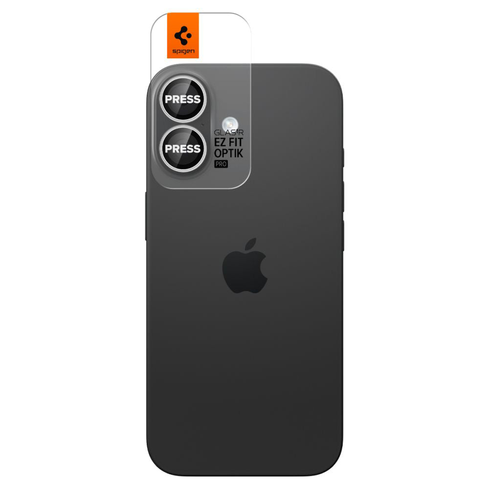 Folie de protectie Camera Spate Spigen GlastR EZ FIT Optik Pro pentru Apple iPhone 17 / 16 Plus / 16, Sticla Securizata, Set 2 bucati, Argintie