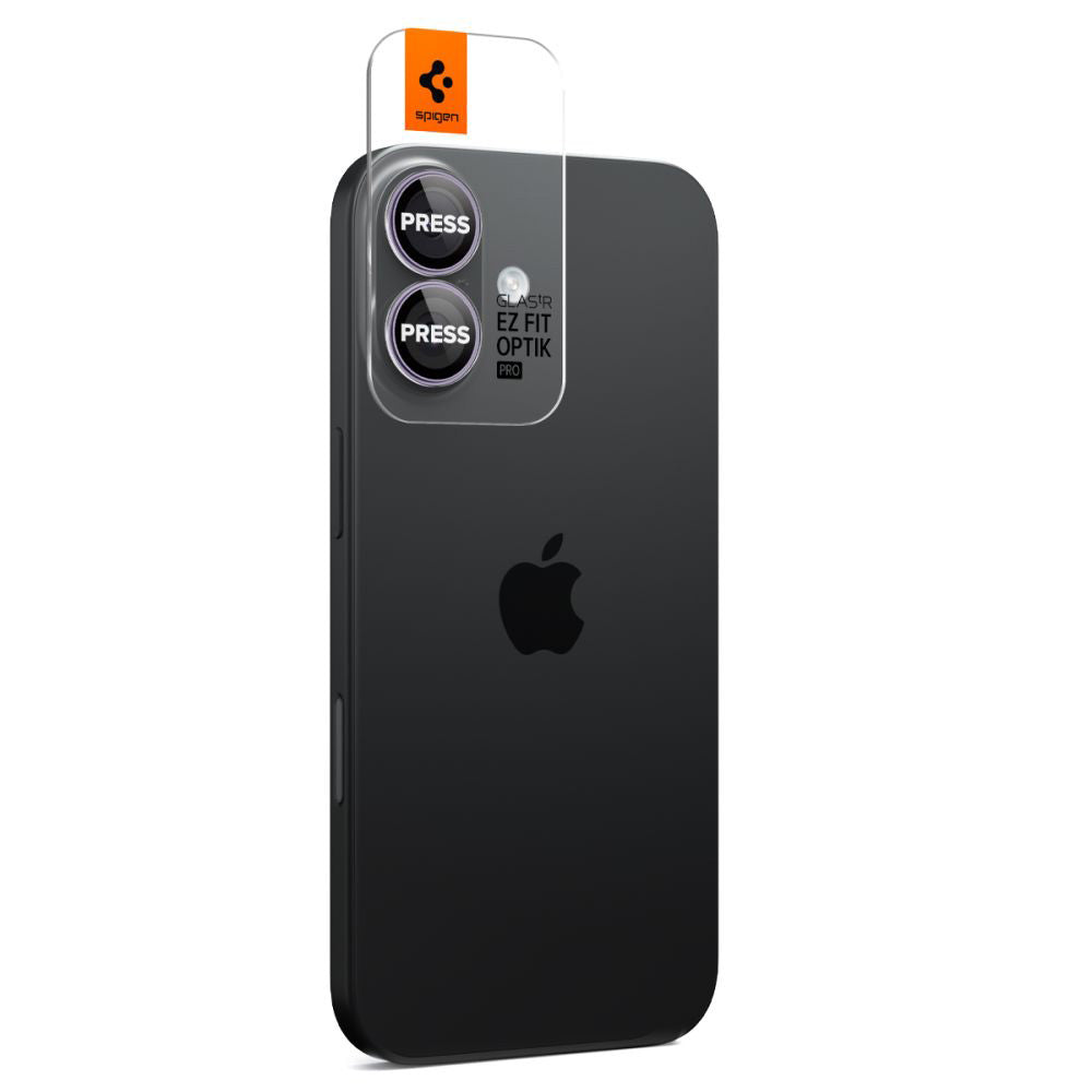 Folie de protectie Camera Spate Spigen GlastR EZ FIT Optik Pro pentru Apple iPhone 17 / 16 Plus / 16, Sticla Securizata, Set 2 bucati, Mov