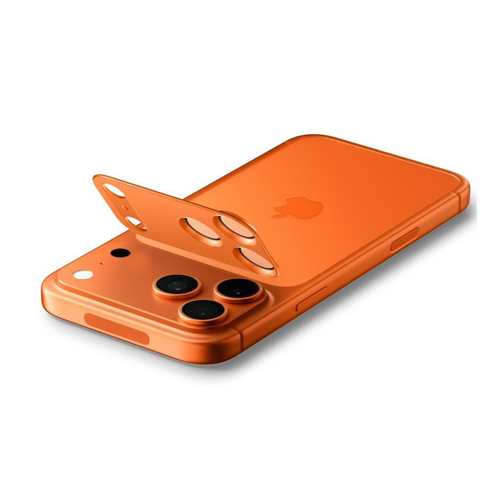 Folie de protectie Camera Spate Spigen GlastR EZ FIT Optik Pro pentru Apple iPhone 17 Pro Max, Sticla Securizata, Set 2 bucati, Portocalie AGL10650