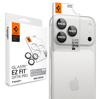 Folie de protectie Camera Spate Spigen GlastR EZ FIT Optik Pro pentru Apple iPhone 18 Pro / 18 Pro Max, Sticla Securizata, Set 2 bucati, Argintie