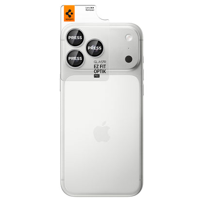 Folie de protectie Camera Spate Spigen GlastR EZ FIT Optik Pro pentru Apple iPhone 18 Pro / 18 Pro Max, Sticla Securizata, Set 2 bucati, Argintie