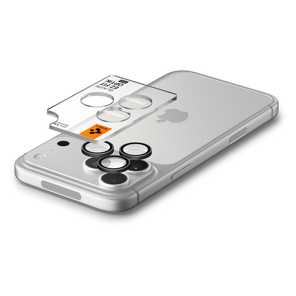 Folie de protectie Camera Spate Spigen GlastR EZ FIT Optik Pro pentru Apple iPhone 18 Pro / 18 Pro Max, Sticla Securizata, Set 2 bucati, Gri Inchis AGL12043