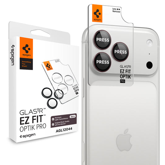 Folie de protectie Camera Spate Spigen GlastR EZ FIT Optik Pro pentru Apple iPhone 18 Pro / 18 Pro Max, Sticla Securizata, Set 2 bucati, Visinie AGL12044