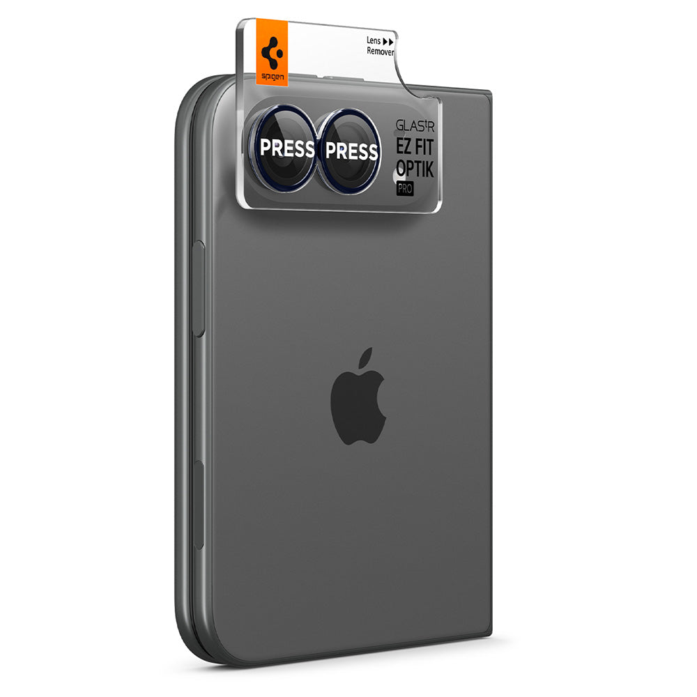 Folie de protectie Camera Spate Spigen GlastR EZ FIT Optik Pro pentru Apple iPhone Duo, Sticla Securizata, Set 2 bucati, Bleumarin AGL12011
