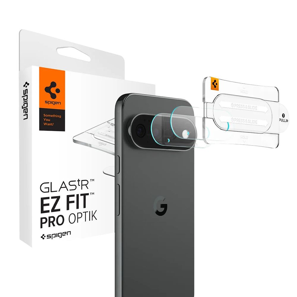 Folie de protectie Camera Spate Spigen GlastR EZ FIT Optik Pro pentru Google Pixel 11 Pro, Sticla Securizata, Set 2 bucati, Neagra AGL11484