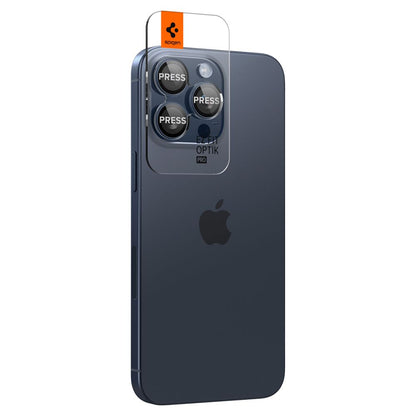 Folie de protectie Camera Spate Spigen GlastR EZ FIT Optik Pro pentru Apple iPhone 16 Pro Max / 16 Pro, Sticla Securizata, Set 2 bucati, Albastra