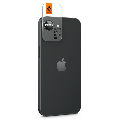 Folie de protectie Camera Spate Spigen GlastR EZ FIT Optik Pro pentru Apple iPhone 17e / 16e, Sticla Securizata, Set 2 bucati, Neagra AGL09279