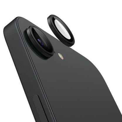 Folie de protectie Camera Spate Spigen GlastR EZ FIT Optik Pro pentru Apple iPhone 17e / 16e, Sticla Securizata, Set 2 bucati, Neagra AGL09279