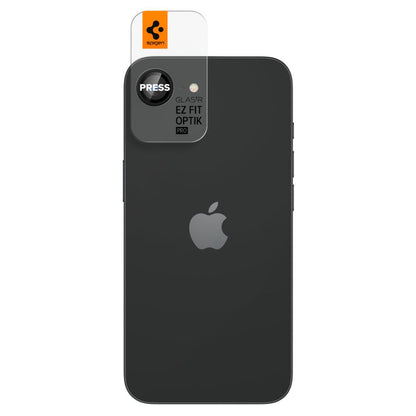Folie de protectie Camera Spate Spigen GlastR EZ FIT Optik Pro pentru Apple iPhone 17e / 16e, Sticla Securizata, Set 2 bucati, Neagra AGL09279