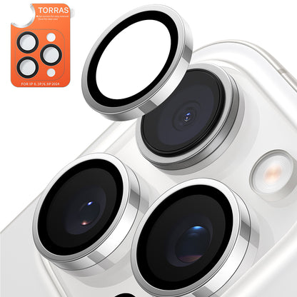 Folie de protectie Camera Spate Torras Lensguard pentru Apple iPhone 16 Pro Max / 16 Pro, Sticla Securizata, Gri Metalic