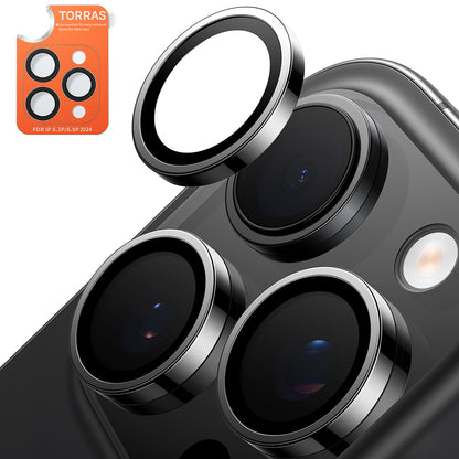 Folie de protectie Camera Spate Torras Lensguard pentru Apple iPhone 16 Pro Max / 16 Pro, Sticla Securizata, Neagra