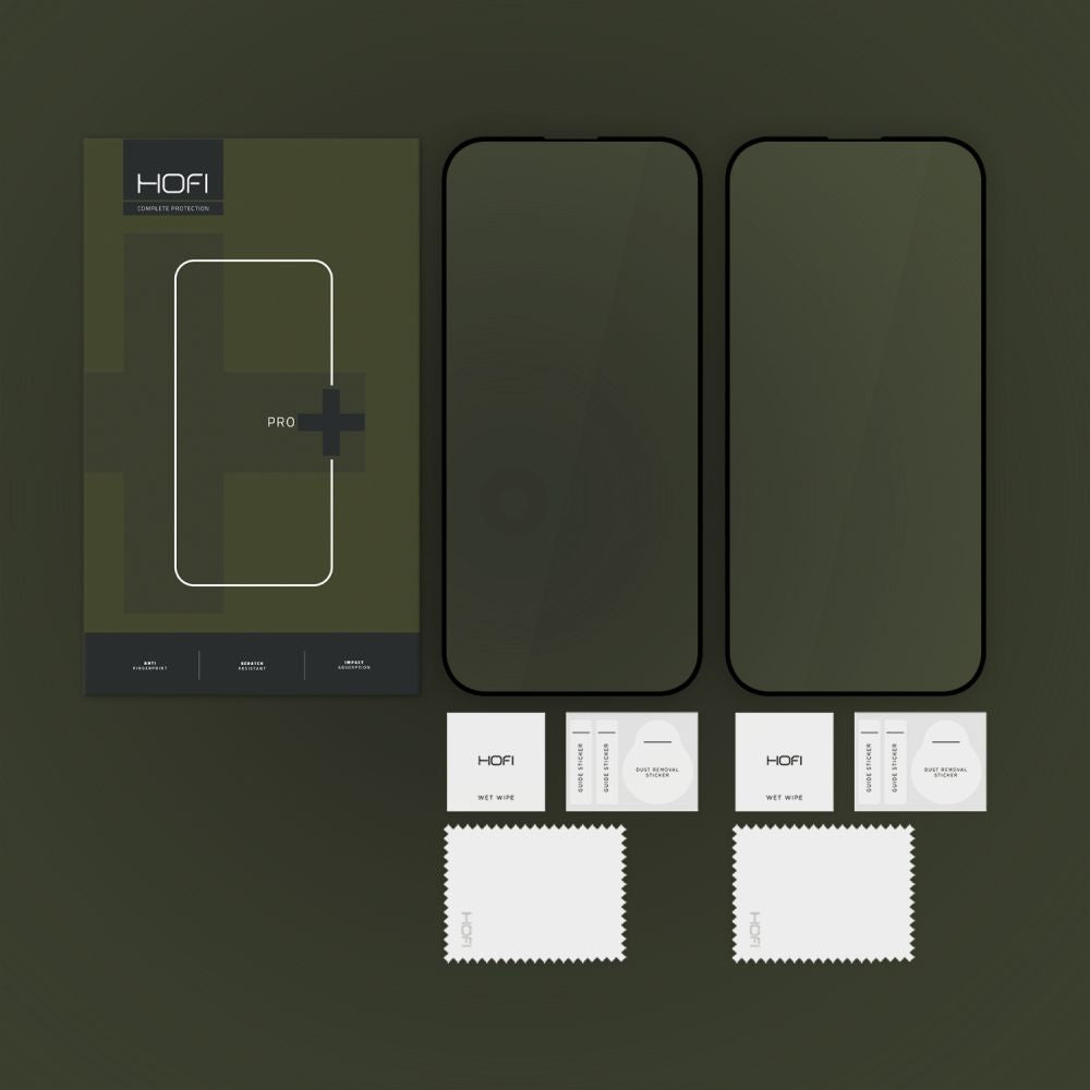 Folie de protectie Ecran HOFI Glass PRO+ pentru Apple iPhone 16, Sticla Securizata, Full Glue, Set 2 bucati, 2.5D, Neagra