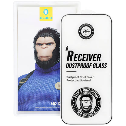 Folie de protectie Ecran Mr. Monkey Glass Receiver Dustproof pentru Apple iPhone 16 Pro Max, Sticla Securizata, Full Glue, 5D, Neagra