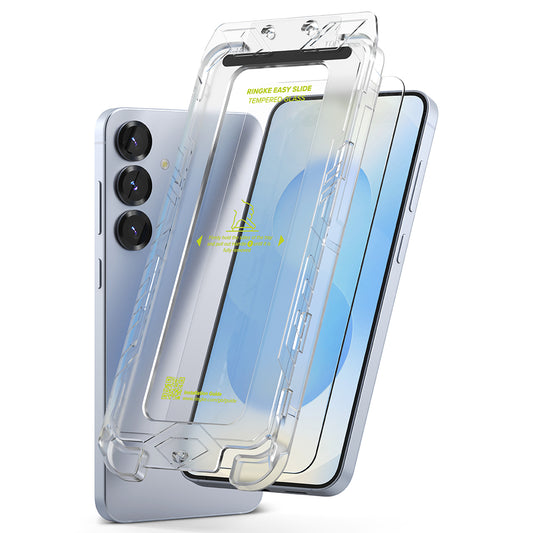 Folie de protectie Ecran Ringke Easy Slide pentru Samsung Galaxy S25 S931, Sticla Securizata, Full Glue, Set 2 bucati