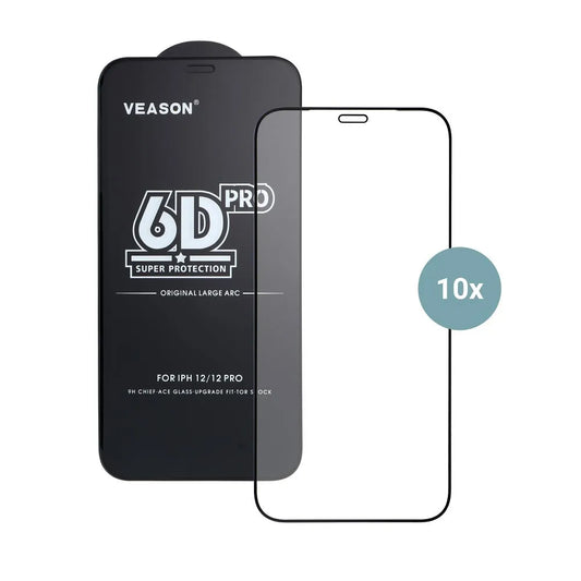 Folie de protectie Ecran Veason PRO pentru Apple iPhone 17 Pro Max, Sticla Securizata, Full Glue, Set 10 bucati, 6D, Neagra