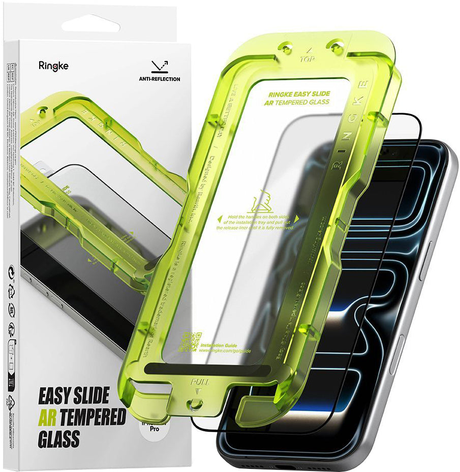 Folie de protectie Ecran Ringke Easy Slide AR pentru Apple iPhone 17 Pro, Sticla Securizata, Full Glue, 2.5D, Neagra