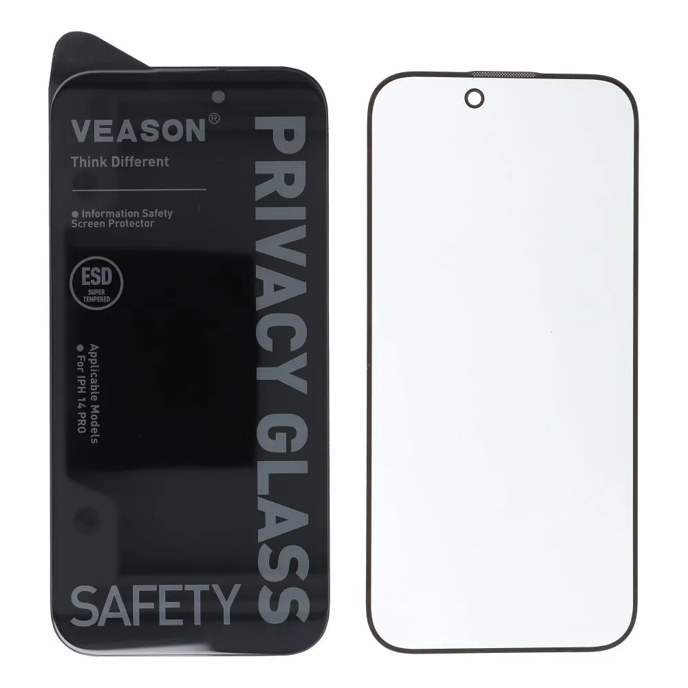 Folie de protectie Ecran Privacy Veason pentru Apple iPhone 12 / 12 Pro, Sticla Securizata, Full Glue, 6D