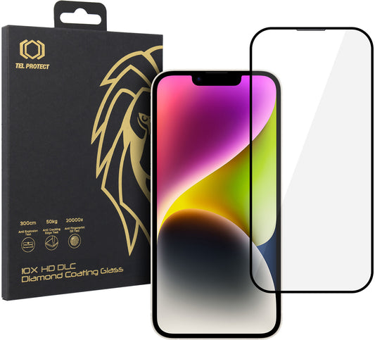 Folie de protectie Ecran Tel Protect 10X HD DLC Diamond Coating pentru Apple iPhone 17e / 16e / 14 / 13 Pro / 13, Sticla Securizata, Full Glue, Neagra