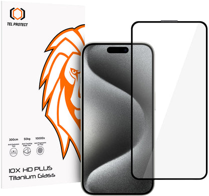 Folie de protectie Ecran Tel Protect 10X HD Plus Titanium pentru Apple iPhone 17 / 16 Pro, Sticla Securizata, Full Glue, Neagra