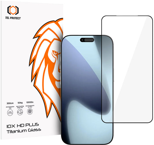 Folie de protectie Ecran Tel Protect 10X HD Plus Titanium pentru Apple iPhone 18 Pro / 17 Pro, Sticla Securizata, Full Glue, Neagra
