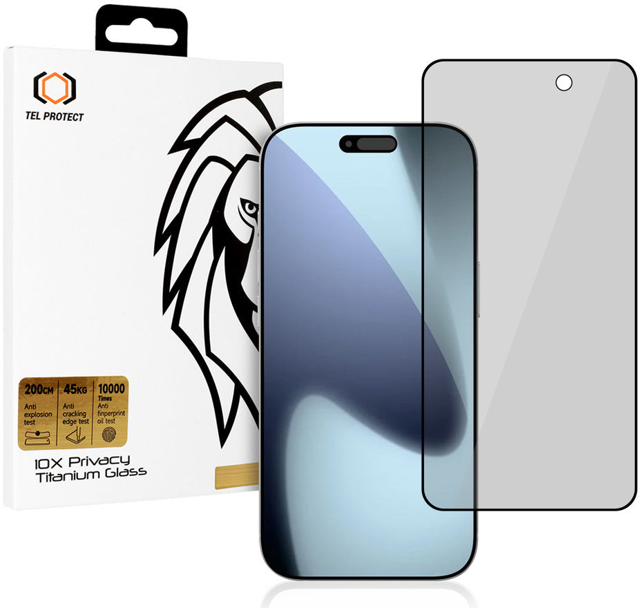 Folie de protectie Ecran Privacy Tel Protect 10X Plus Titanium pentru Apple iPhone 17 Pro Max, Sticla Securizata, Full Glue
