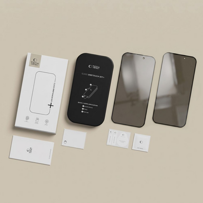 Folie de protectie Ecran Privacy Tech-Protect OneTouch pentru Apple iPhone 18 Pro Max, Sticla Securizata, Full Glue, Set 2 bucati