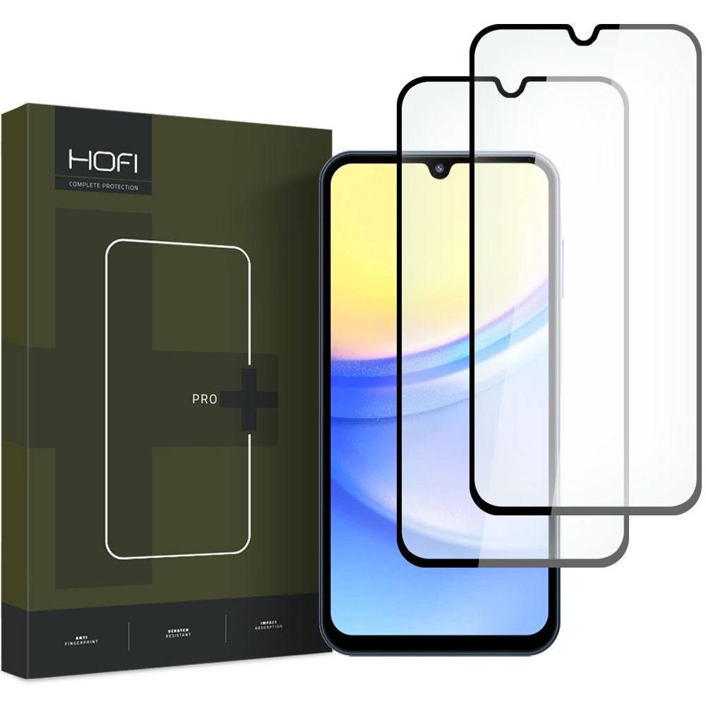 Folie de protectie Ecran HOFI Glass PRO+ pentru Samsung Galaxy A15 5G A156 / A15 A155, Sticla Securizata, Full Glue, Set 2 bucati, 2.5D, Neagra