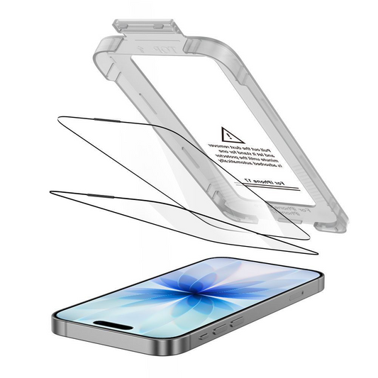 Folie de protectie Ecran Tech-Protect Quick Set+ pentru Apple iPhone 17, Sticla Securizata, Full Glue, Set 2 bucati, Neagra