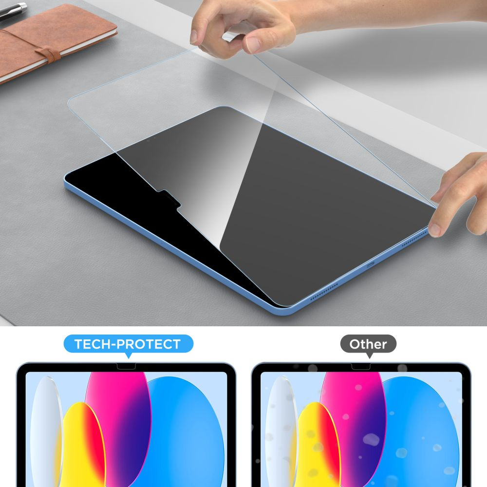 Folie de protectie Ecran Tech-Protect FIT+ pentru Samsung Galaxy Tab S10 FE+, Sticla Securizata, Full Glue, Set 2 bucati, 2.5D