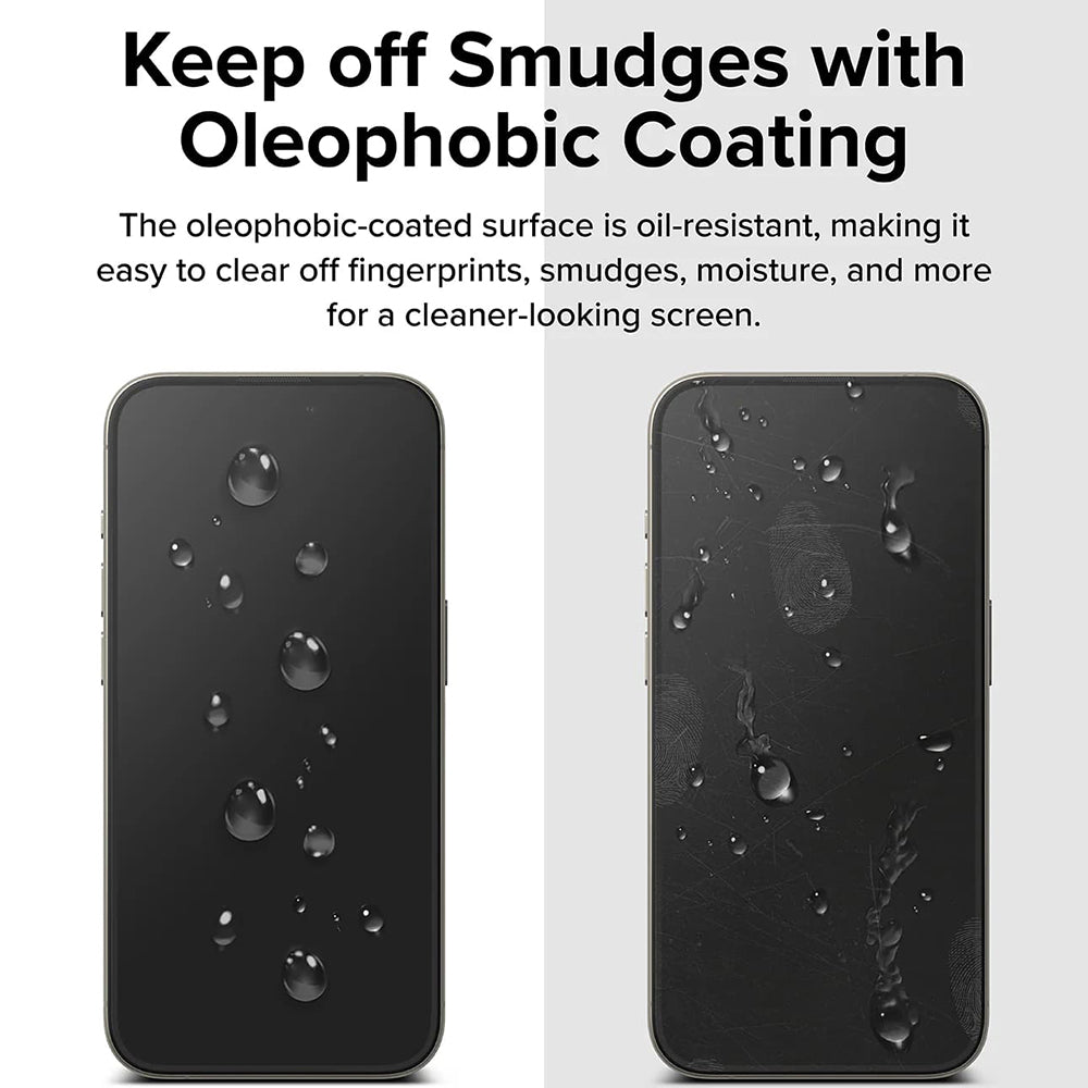 Folie de protectie Ecran Ringke Easy Slide pentru Apple iPhone 16 Pro, Sticla Securizata, Full Glue, Set 2 bucati, Neagra