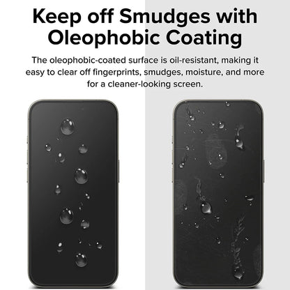 Folie de protectie Ecran Ringke Easy Slide pentru Apple iPhone 16 Pro, Sticla Securizata, Full Glue, Set 2 bucati, Neagra