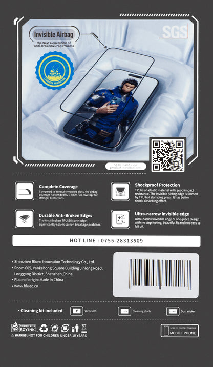 Folie de protectie Ecran Blueo Anti-broken pentru Apple iPhone 16 Pro Max, Sticla Securizata, Full Glue, 5D, Neagra