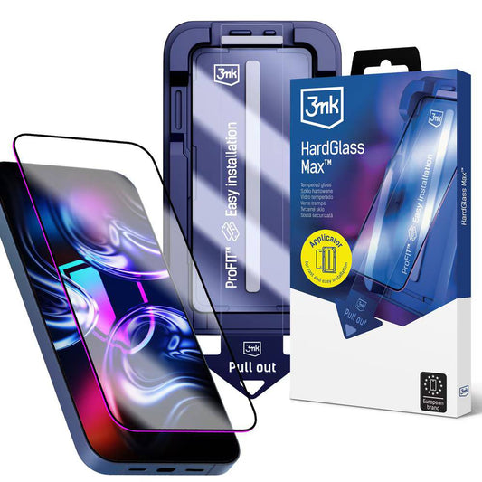 Folie de protectie Ecran 3MK HardGlass Max pentru Apple iPhone 18 Pro / 17 Pro, Sticla Securizata, Full Glue, Neagra