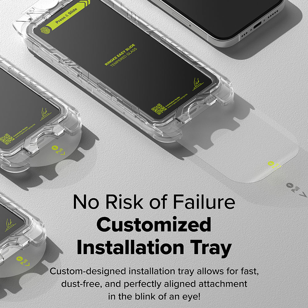 Folie de protectie Ecran Ringke Easy Slide pentru Apple iPhone 16 / 15, Sticla Securizata, Full Glue, Set 2 bucati, Neagra
