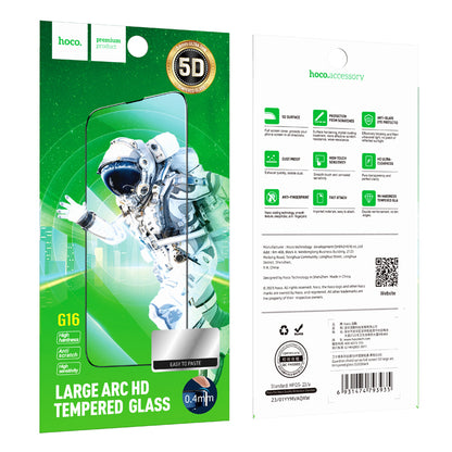 Folie de protectie Ecran HOCO G16 pentru Apple iPhone 17e / 16e / 14 / 13 Pro, Sticla Securizata, Full Glue, 5D, Neagra