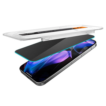 Folie de protectie Ecran Privacy Spigen GlastR EZ FIT pentru Google Pixel 9 / 9 Pro, Sticla Securizata, Full Glue, Set 2 bucati