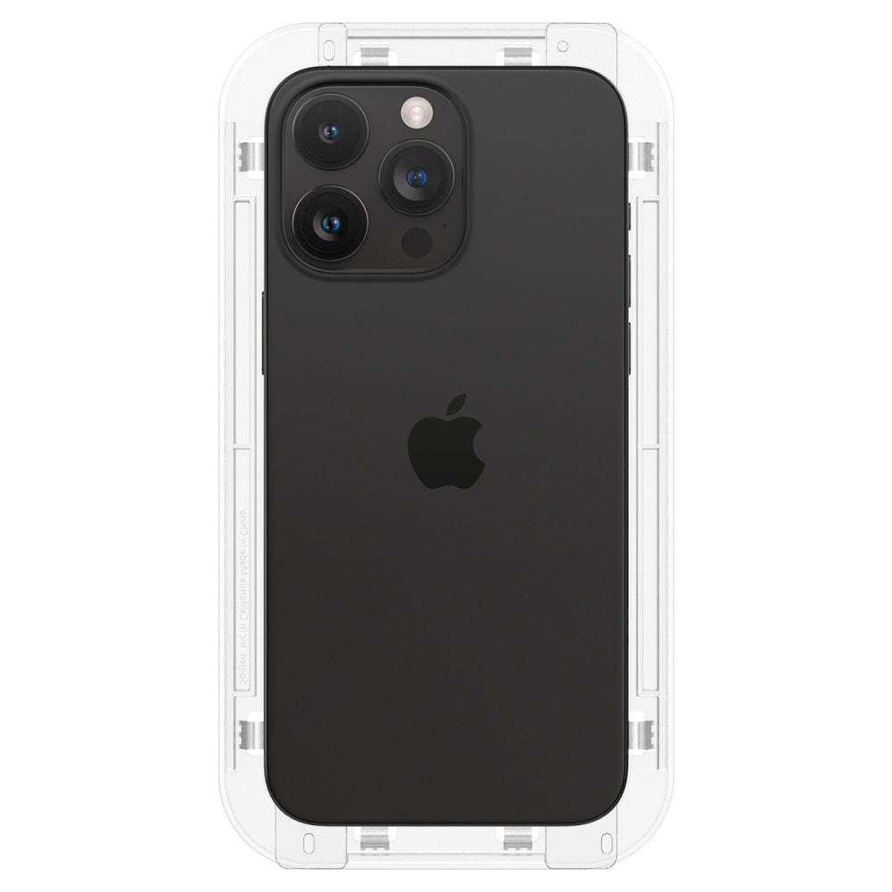 Folie de protectie Ecran Spigen GlastR EZ FIT pentru Apple iPhone 15 Pro Max, Sticla Securizata, Full Glue, Set 2 bucati AGL06872