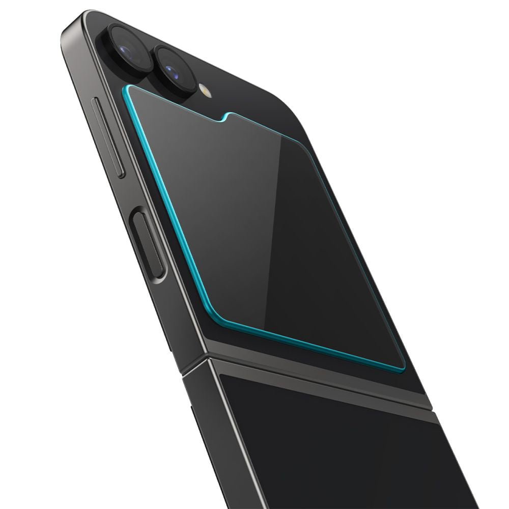 Folie de protectie Ecran Exterior Spigen GlastR EZ FIT pentru Samsung Galaxy Z Flip6 F741, Sticla Securizata, Full Glue, Set 2 bucati AGL07972