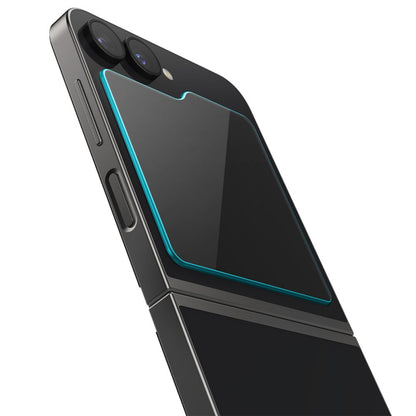 Folie de protectie Ecran Exterior Spigen GlastR EZ FIT pentru Samsung Galaxy Z Flip6 F741, Sticla Securizata, Full Glue, Set 2 bucati AGL07972