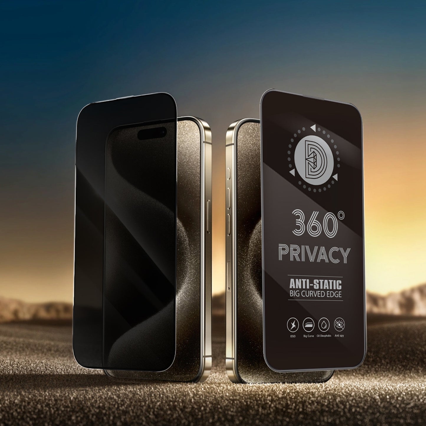 Folie de protectie Ecran Privacy OEM 360 pentru Apple iPhone 17 / 16 Pro, Sticla Securizata, Full Glue