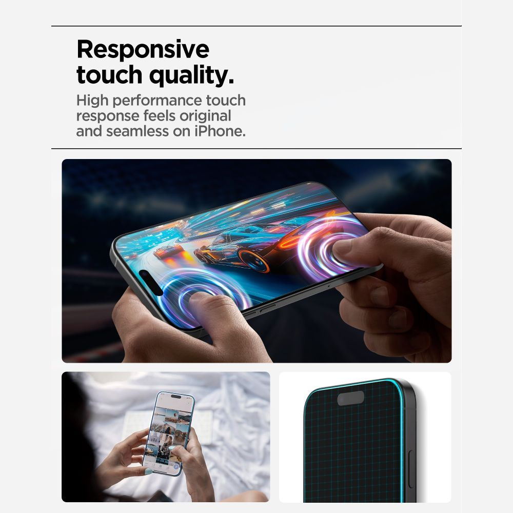 Folie de protectie Ecran Spigen GlastR Align Master Slim pentru Apple iPhone 17 Pro, Sticla Securizata, Full Glue, Set 3 bucati AGL10103