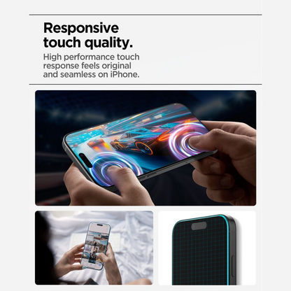 Folie de protectie Ecran Spigen GlastR Align Master Slim pentru Apple iPhone 17 Pro, Sticla Securizata, Full Glue, Set 3 bucati AGL10103