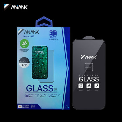 Folie de protectie Ecran Anank 3X Reinforced Invisible pentru Apple iPhone 16 Pro Max, Sticla Securizata, Full Glue, 3D, Neagra